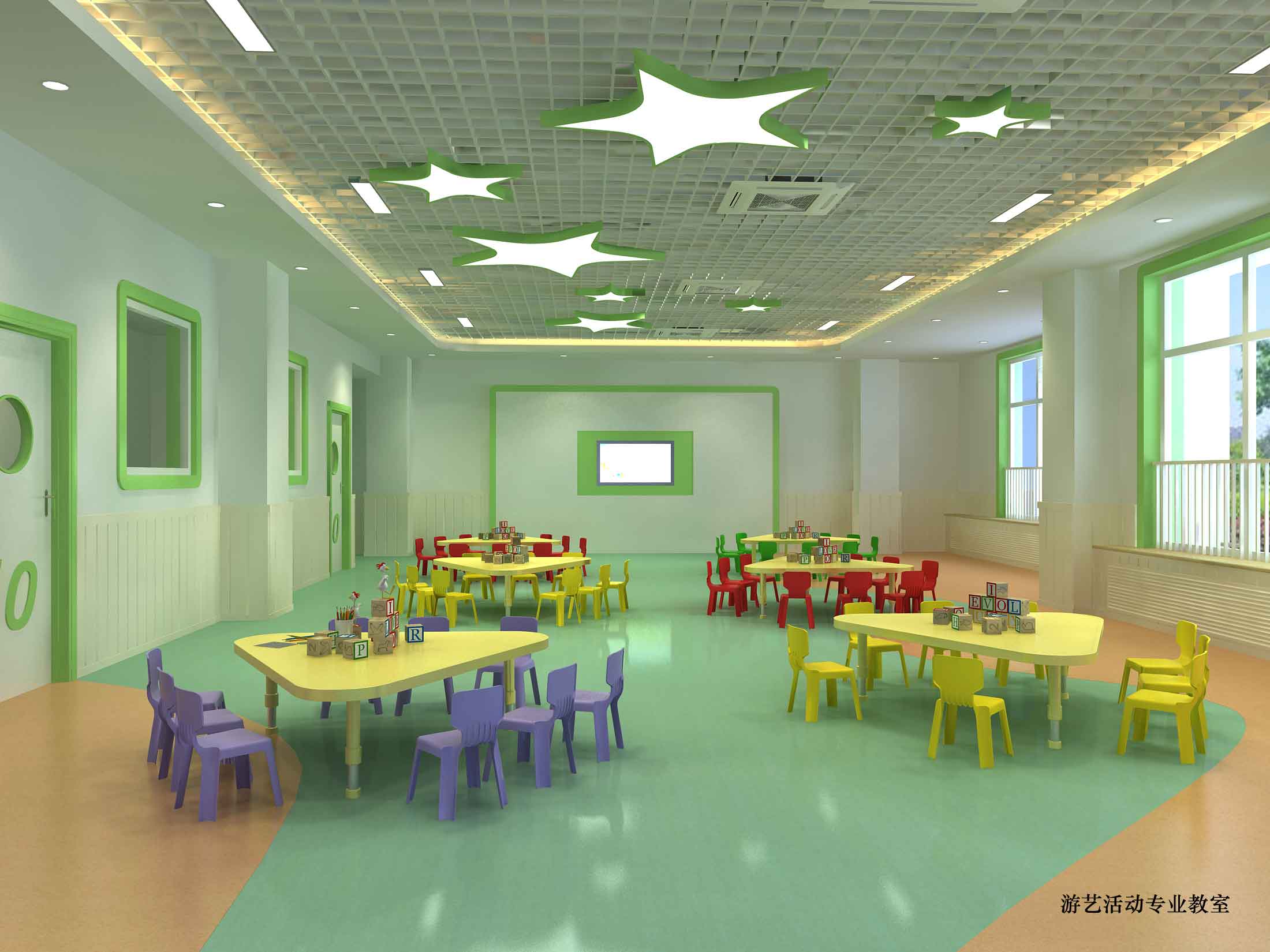 幼儿园室内设计效果图作品欣赏|华德装饰设计_空间